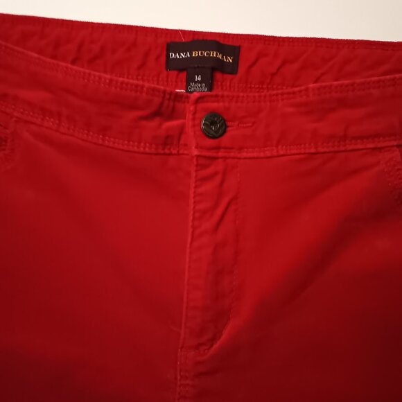 Dana Buchman Red Velvet Jeans Size 14 High Rise Straight Leg - Picture 4 of 9
